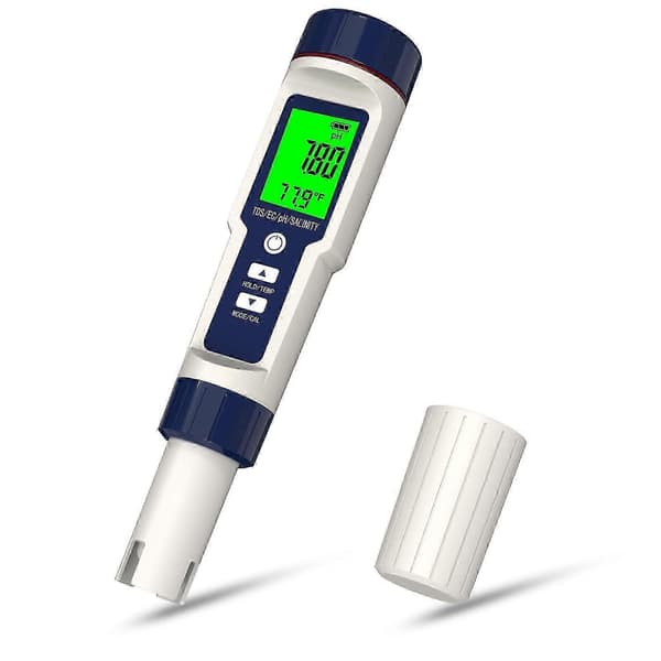 Digital pH-måler, poolsaltmåler, digital salinitetsmåler og pH-måler Kompatibel med poolsalt drikkevand [LD]
