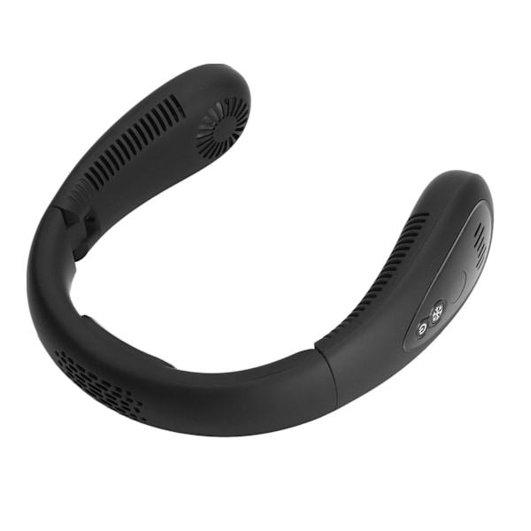 Kaulatuuletin, musta, 3 nopeustilaa, USB-lataus, handsfree, LED-näyttö, 5000 mAh, hiljainen, turvallinen kasvojen tuuletin perheelle, toimistoon, matkoille