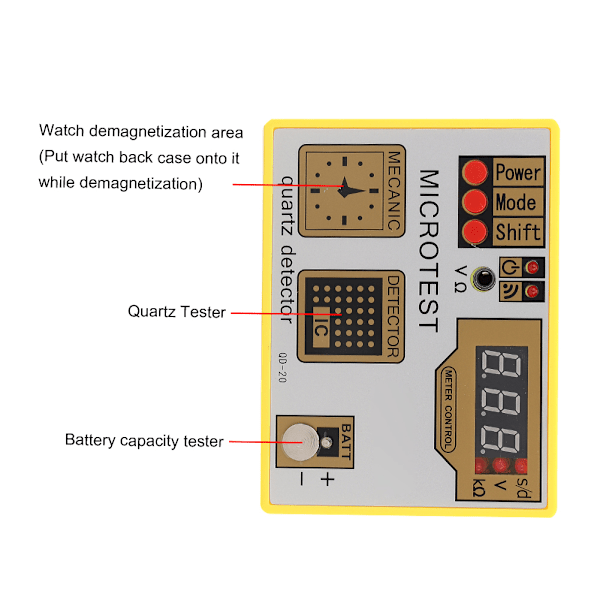 QD-20 Klocka Batteri Puls Tester Quartz Movement Tester Avmagnetiseringsmaskin Klocka Reparationsverktyg