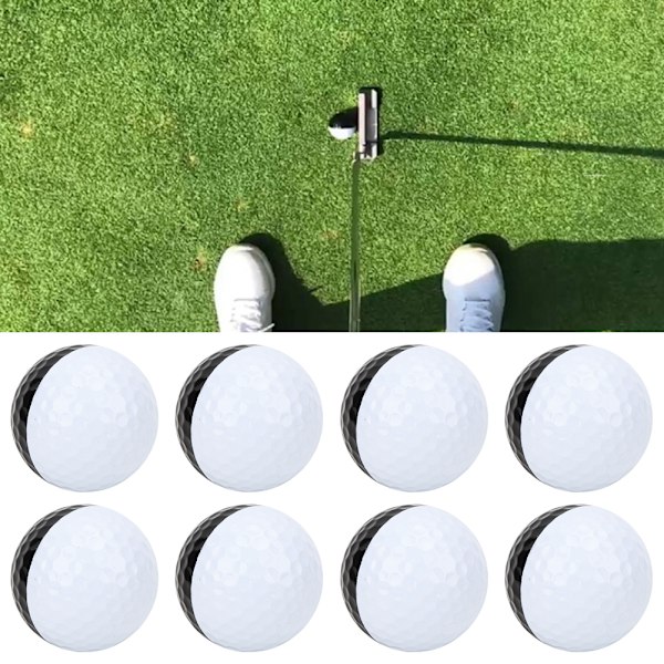 12 stk. PU golftræningsbolde tolags sort/hvid indendørs træningsputter hjælpetilbehør