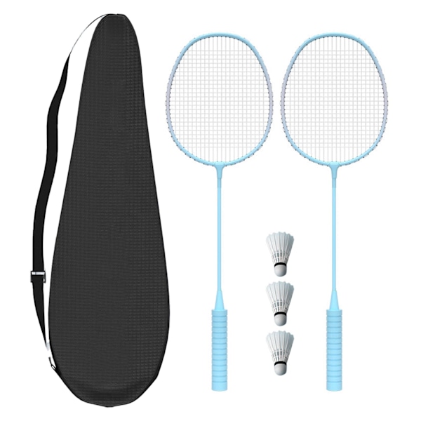 Badmintonracketset för utomhusspel på bakgården inklusive 2 racketar 3 nylonfjädrar 1 bärväska för nybörjare Vuxna Grön