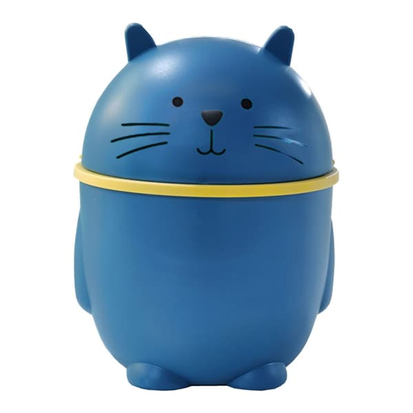 Desktop Trash Can with Lid Plastic Cute Multifunctional Mini Trash Can for Home Office Countertop Blue