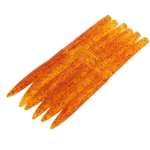 6 st/set Nudelmask Fiskebete Bittålig PVC Mjuk Maggot Daggmask Artificiell BeteOrange Gul