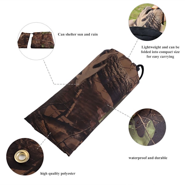 Vandtæt Army Camo Telt Presenning Lagne Baldakin Markise Regnbeskyttelse (2 x 2m)