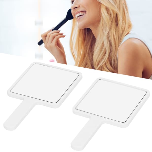 2st Handheld Makeup Mirror Portable Square Makeup Mirror Compact Beauty Cosmetic Tool White