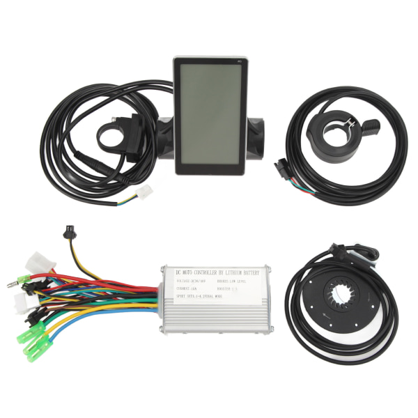 Electric Bicycle Lithium Battery Conversion Kit 15A Controller with SM Connector Double Light Cable M5 Display Thumb Throttle Power Assist Sensor