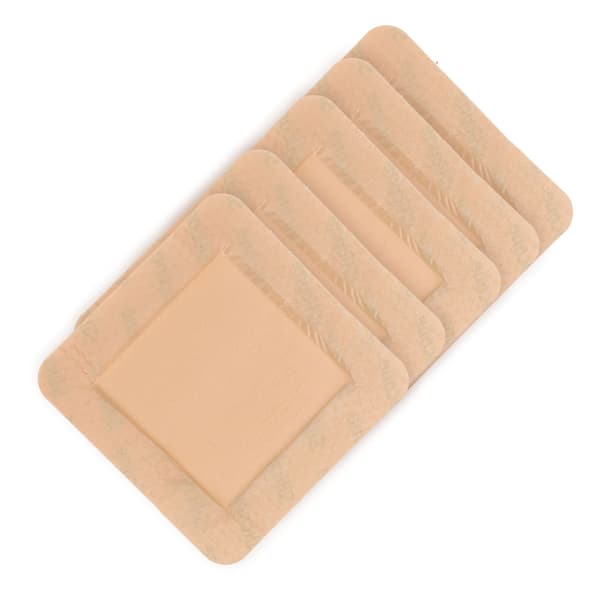 Vandtæt Silikone Skumforbinding til Liggesår - 5 stk, 9,9 x 9,9 cm
