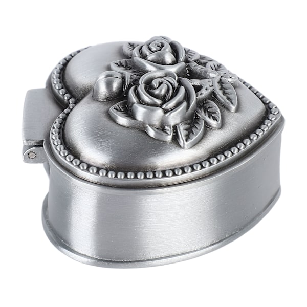 Metal Smykkeskrin Innovativ Europæisk Stil Vintage Udsøgt Rose 3D Prægning Mini Smykkeskrin Hjerte