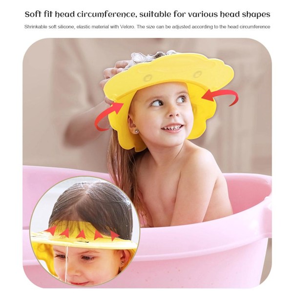 Baby Shower Justerbar Schampo Wash Hair Shield Hat Vattentät hörselskydd badhatt