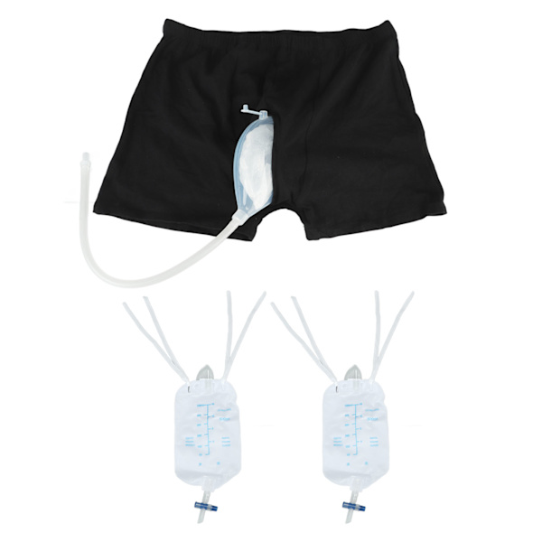 Bärbar urinalväska för män Elastiskt midjeband Återanvändbar bärbara shorts för män Kisspåse för inkontinens Äldre S