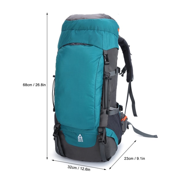Rygsæk Oxford stof Åndbar slidstærk spænde Design Klatring Rygsæk til vandreture Camping 65L Søblå