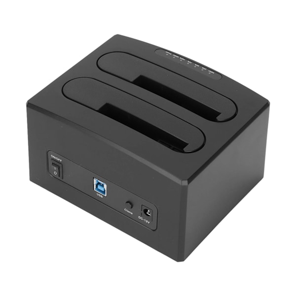 Hårddiskläsare USB 3.0 till SATA I II III Dual Bay Extern HDD Dockningsstation Offline Clone Copy för 2,5 tum 3,5 tum HDD SSD EU-kontakt