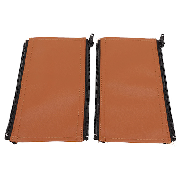 2 Pcs Stroller Handle Sleeve Zipper Cleanable Soft Comfortable Elastic Stroller PU Leather Cover Brown