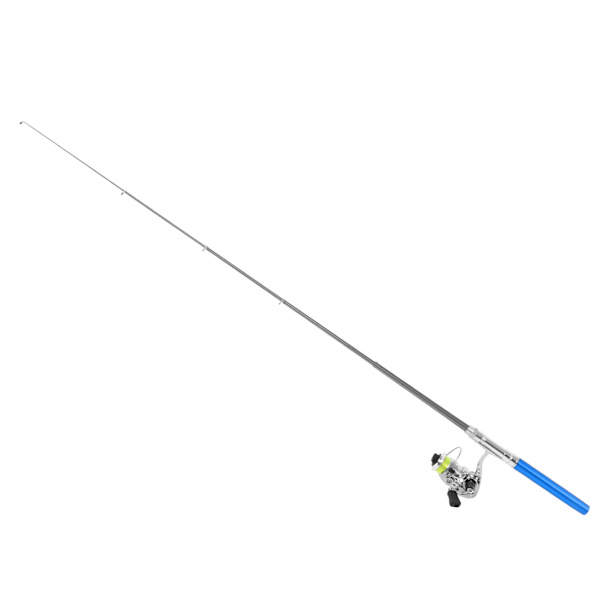 Portabel Mini Pen Shape Fiskespö Stångficka Infällbart fiskespö med rullehjul Blå