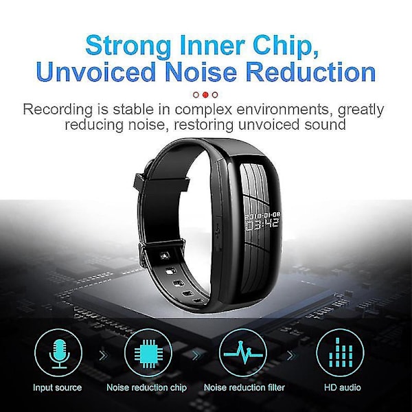 Professionellt smart armband med HD-videobandspelare och brusreducering - 16 GB