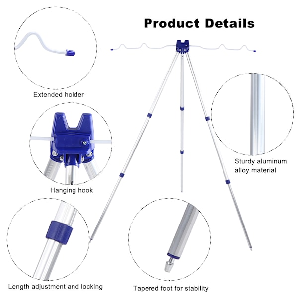 Justerbart Teleskopiskt Fiske Spöställ Aluminiumlegering Tripod Hållare Stöd 5 Stång 1.2m