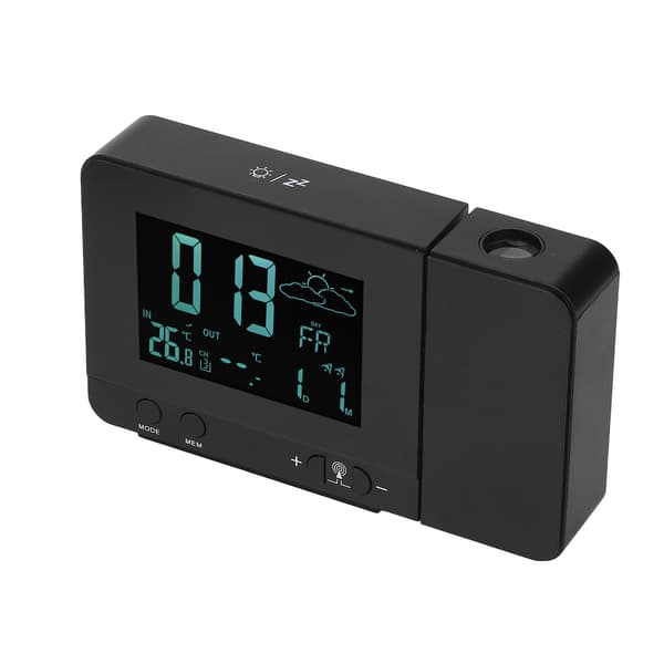 Projection Alarm Clock 8 Backlight Color Temperature Weather Display Snooze Function USB Alarm Clock 100‑240VEU Plug