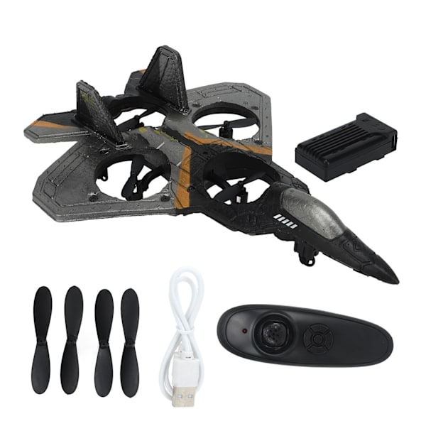2,4 GHz Kids RC Glider model LED-lys Stabil flyvefjernstyring Planlegetøj med propeller Sølv 2 batterier
