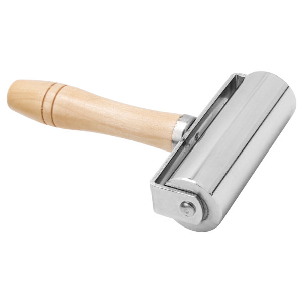 Lær Press Edge Roller DIY Lærhåndverk Trehåndtak Edge Rolling Tool SilverL 100mm / 3.94in