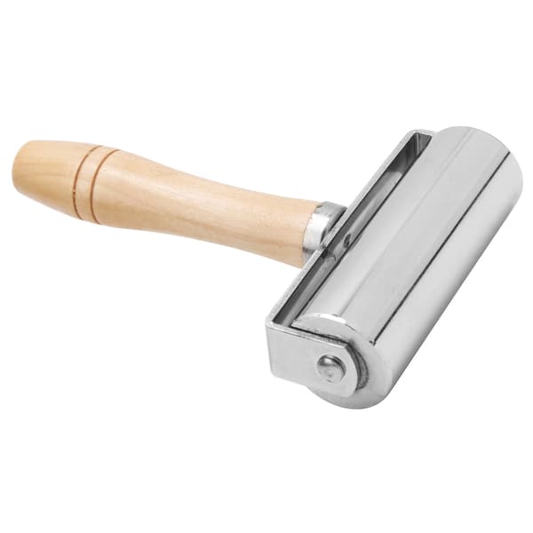 Leather Press Edge Roller DIY Leather Craft Wooden Handle Edge Rolling Tool SilverL 100mm / 3.94in