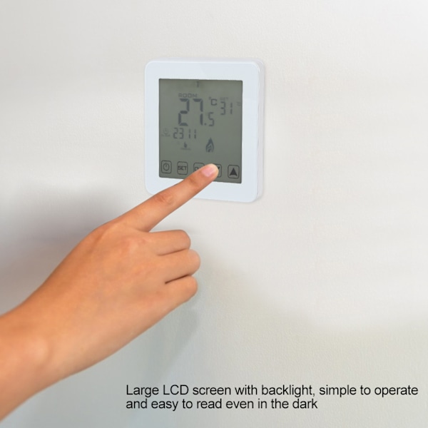Vægmonteret programmerbar LCD-skærm Digital elektrisk varmetermostat Rumtemperaturregulator