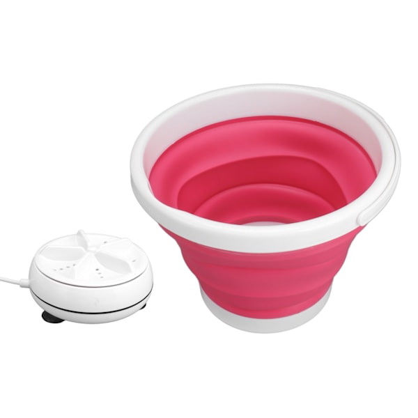 5L Foldbar Vaskemaskine Ultralyd Vibration Frem og Tilbage USB Foldbar Bakke til Hjem Rosa