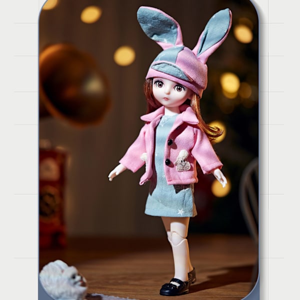 Doll Toy 12in 5D Eyes Joints Pretty Clothes Doll Toy Playset for Home Libra