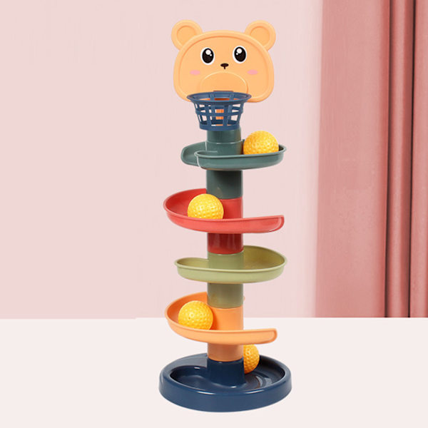 Ball Tower Interactive Educational Funny Ljusa Färger Ball Drop and Roll Tower för småbarn 5 lager med 5 golfar gratis storlek