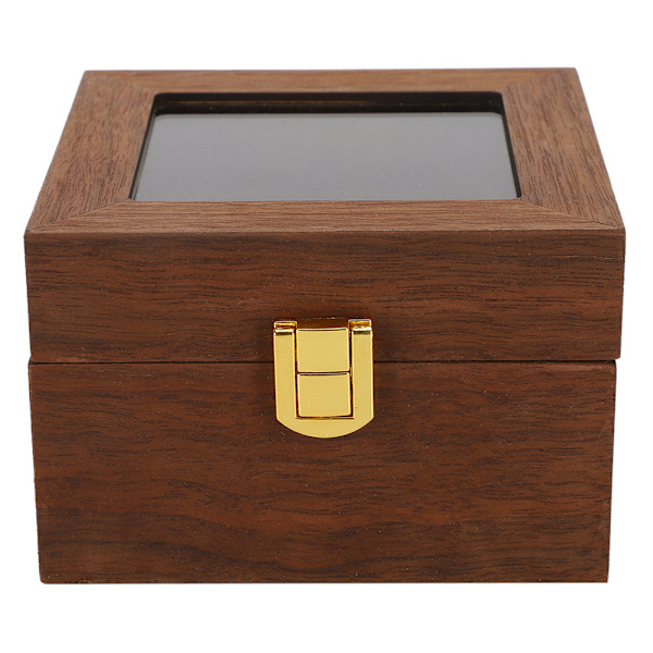Wooden Watch Case 2 Slot Clamshell Watch förvaringsbox Organizer Black Walnut Color