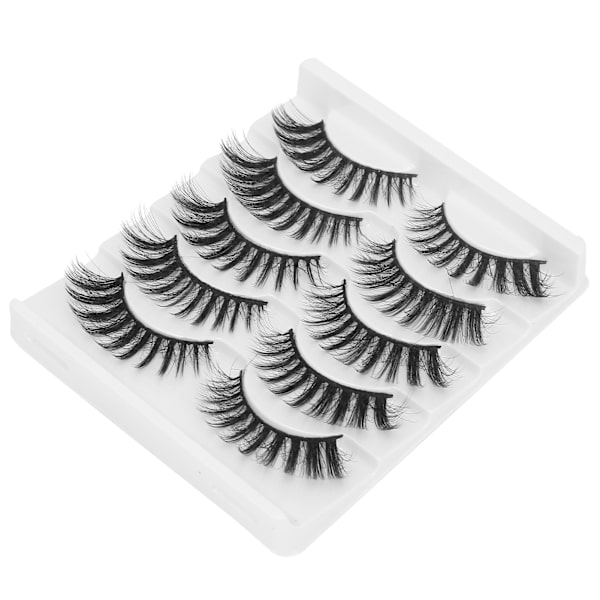 5 par professionella tjocka lockiga lösögonfransar Date Makeup Portable lösögonfransar Set011