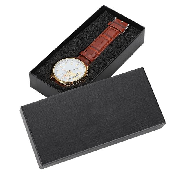 Mænd Automatisk Mekanisk Ur Vandafvisende Kalender PU Læderrem Mand Armbåndsur