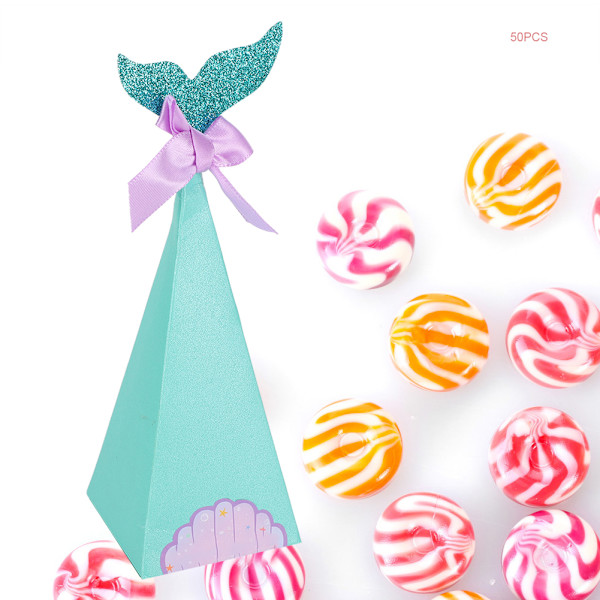 Presentförpackningar Papper Fishtail Form Godispåsar Presentpaket för Bröllopsfest Favors50st
