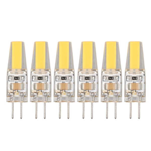 6 stk 6W 500LM G4 Glødepære LED COB Silikon Gel Energibesparende Glødepære til Loftlampe Vægslampe Bordlampe 220V Varmt Hvid