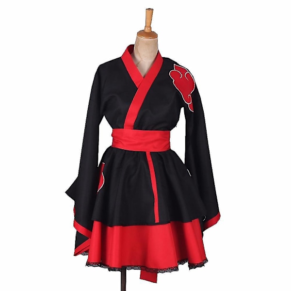 Anime Lolita Cosplay Kostym Set - 6 Stilar, Akatsuki Kimono Maid Klänning, Uchiha Sasuke Tema - Storlek L