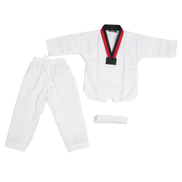 Taekwondo-uniform til børn med bælte polyester og bomuld Åndbar blød, sportskarateuniform til børn til kampsportstræning til drenge Piger M