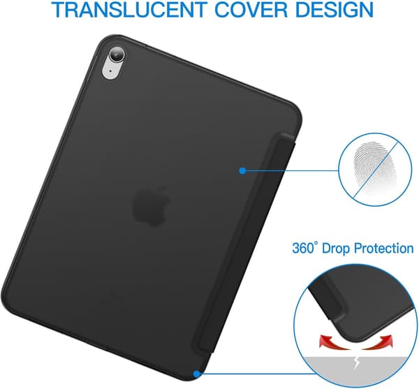 Kompatibel med iPad (A16) 11./10. generation (2025/2022), Slim Stativ Hårdt Cover (Sort)