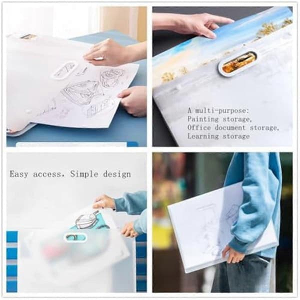 2 stk. kunstmapper i plast, vanntette mapper med håndtak rektangulær kunstoppbevaringsboks kompatibel med maling S
