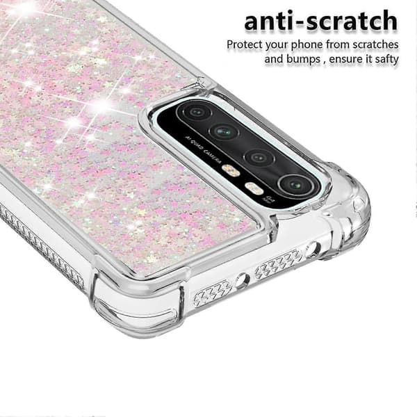 Mi 10 Lite Cover Glitter Transparent Glitrende Blank Bling Klar Flydende Beskyttelse TPU Silikone -