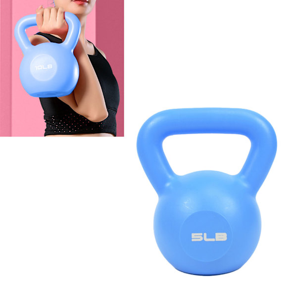 PE Kettlebell Vægt til Mænd Kvinder til Træning Styrketræning Funktionel Fitness Plyometrics Blå 5LB