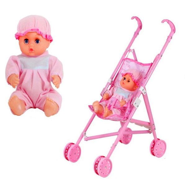 Babydocka med vagnset Babydocka Barnvagnsleksak Leksaksleksaksset för barn