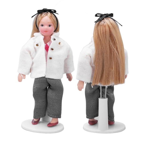 Miniatyrporcelæn Mennesker Bevægelige lemmer Naturtro miniaturedukke i keramik til dukkehus i skala 1/12