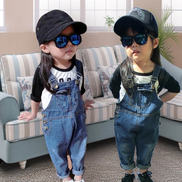 Barn Långa overaller Justerbara remmar Jumpsuit Spring Barn Jeansbyxor för pojkar och flickor 110cm / 43,3in