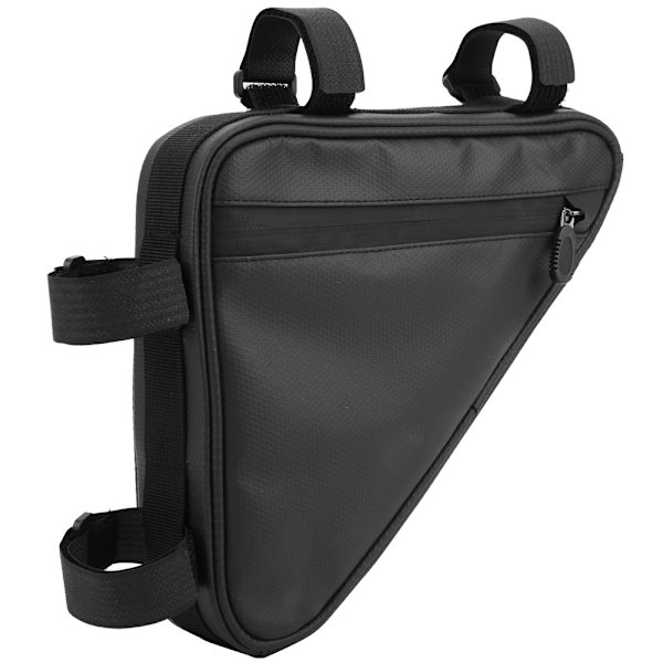 Sort Rivfast Nylon Trekantet Cykel Vandflaske Frontstråle Taske Cykelram Cykling Mobiltelefon Etui Sort
