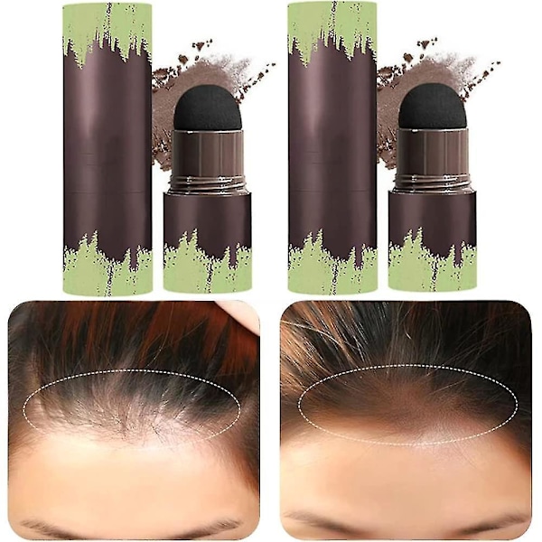 Hårskugga Puder Stick, 2 st Root Touch Up Hårskuggning Pen, Vattentät Långvarig Brun