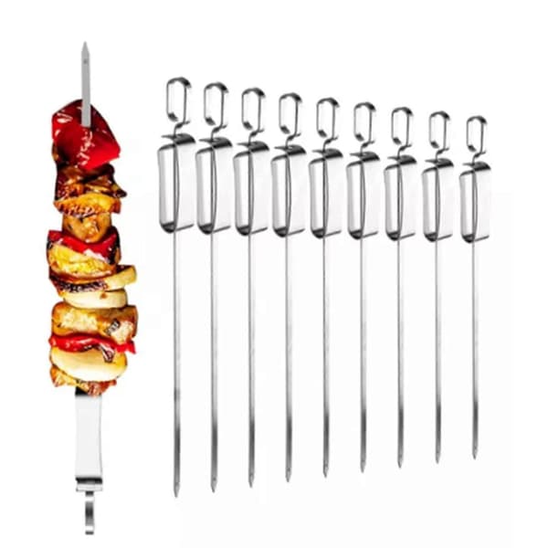 Grillspyd Rustfrie Stekepinner Grilltilbehør Kompatibel med Camping Grill Matlaging 2025[LD]