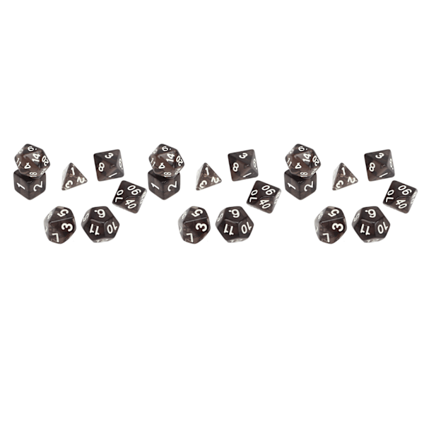 21-delt polyhedral terningesæt Vandafvisende Sikker Praktisk Puslespil Brætspil Polyhedral Terningesæt Gennemsigtig Sort