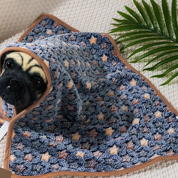 Varmt dyrepledd Høst Vinter Liten stjernetrykk Fluffy Kaldsikker Hundekatteteppe for hunder Valper Katter Lilla Blå Liten stjernepledd M