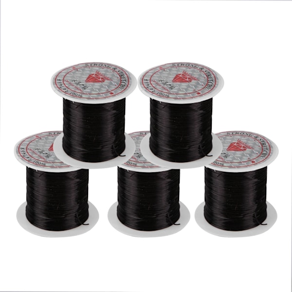5 ruller Crystal Line Beads String Wire Smykke Material Elastisk Tråd for Smykke DIY (Svart)