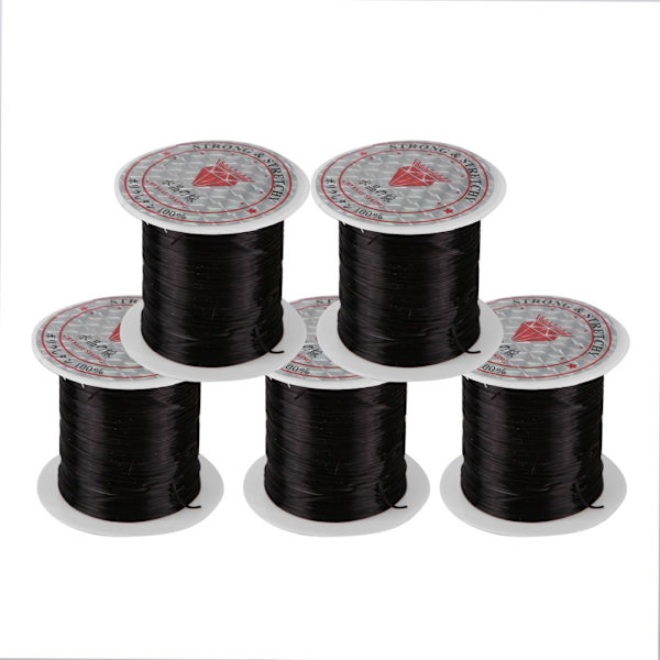 5 ruller Crystal Line Beads String Wire Smykke Material Elastisk Tråd til Smykker DIY (Sort)