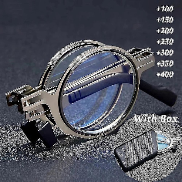 Herr Bärbara hopfällbara läsglasögon Anti Blue Light Presbyopia glasögon +1,0 till +4,0 dioptrier Silver Square